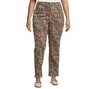 Leopard Print Jeans Womens Plus 26W Straight Leg Stretch Denim 5 Pocket Mob Wife